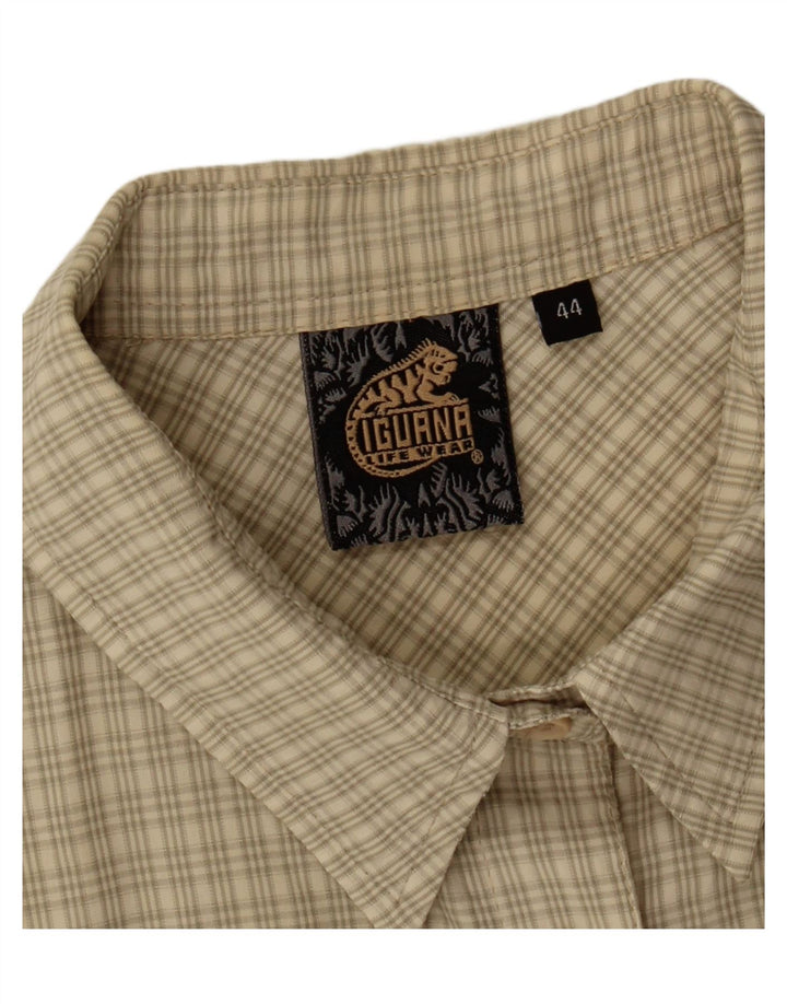 IGUANA Womens Short Sleeve Shirt EU 44 XL Beige Check Vintage Iguana and Second-Hand Iguana from Messina Hembry 