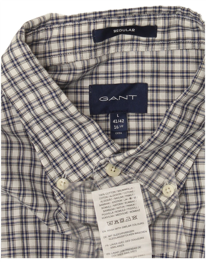 Gant Chemise coupe classique pour homme Taille 16 1/2 Grand coton à carreaux blancs