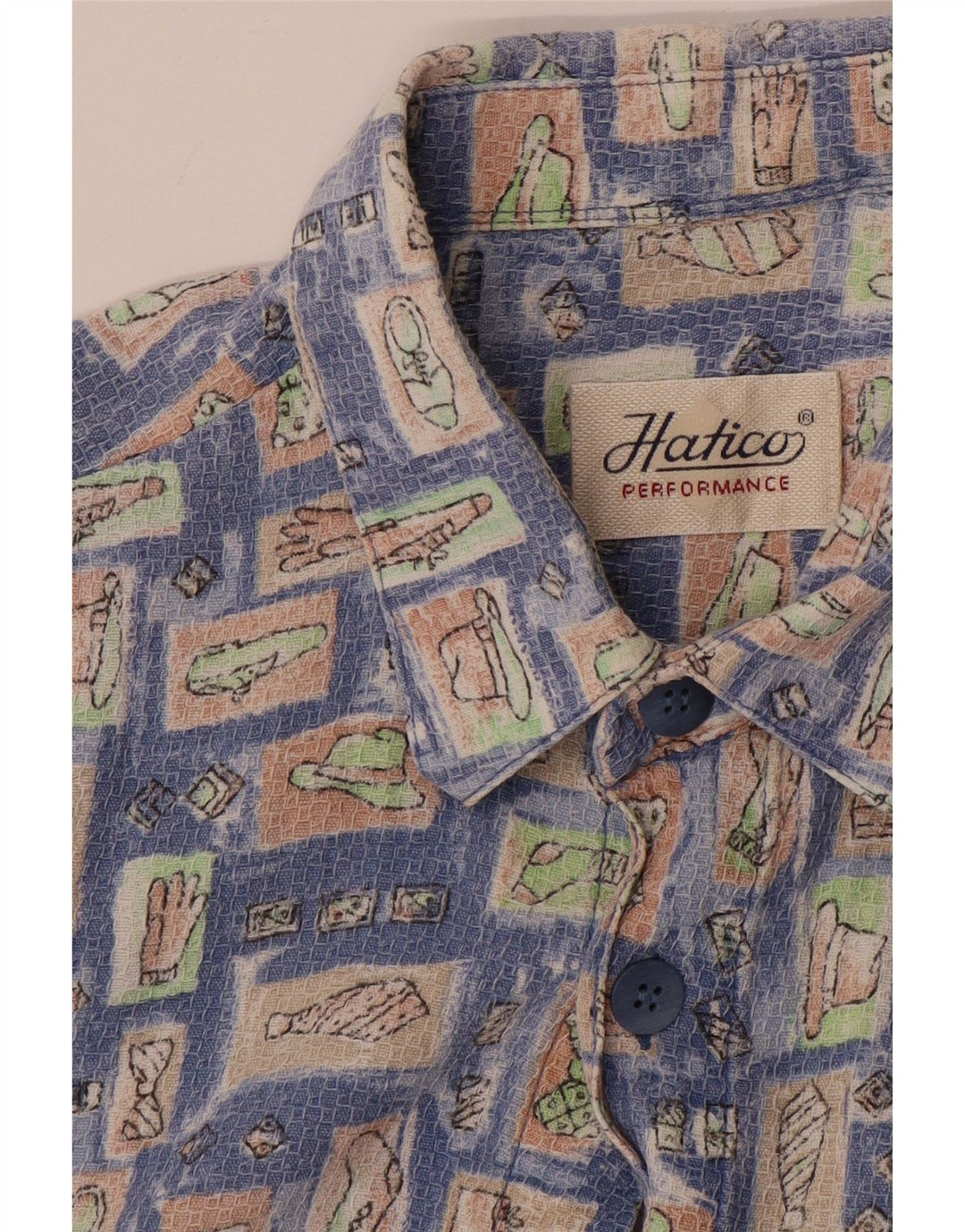 HATICO Chemise à Manches Courtes Homme Grand Bleu Géométrique