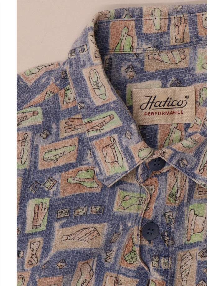 HATICO Chemise à Manches Courtes Homme Grand Bleu Géométrique