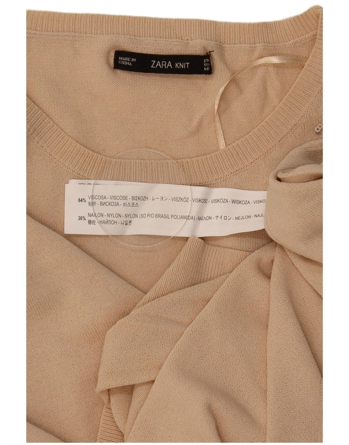 Zara Pull ras du cou pour femme UK 14 Beige moyen géométrique