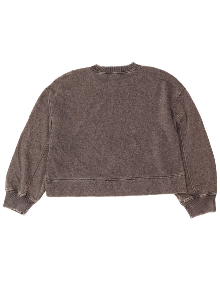 Zara Womens Crop Oversize Sweatshirt Jumper UK 10 Petit Gris Coton