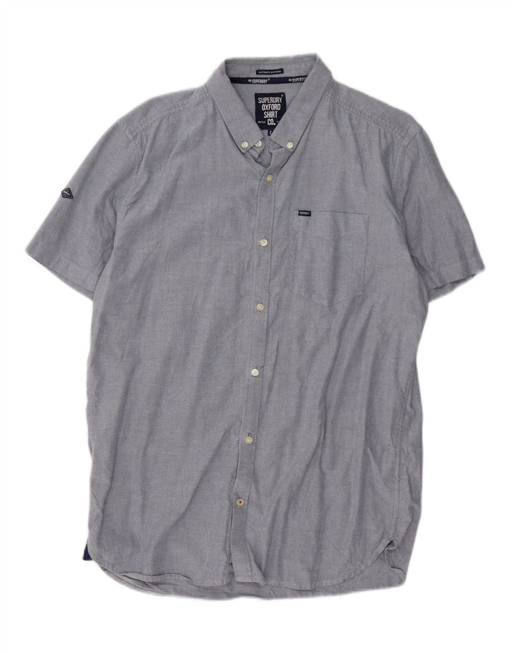SUPERDRY Chemise à Manches Courtes Homme XL Bleu Coton