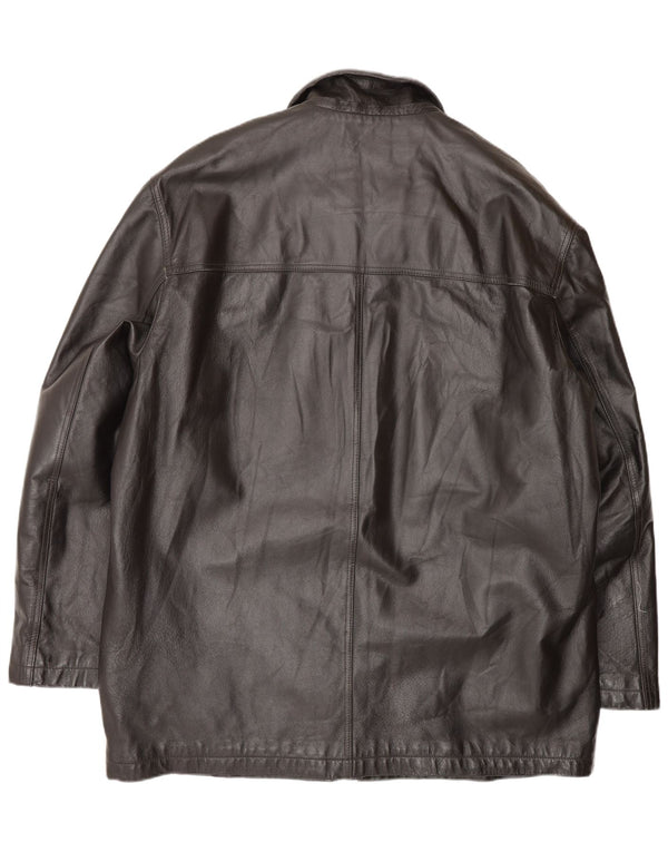 Manteau en cuir homme vintage IT 58 3XL Noir