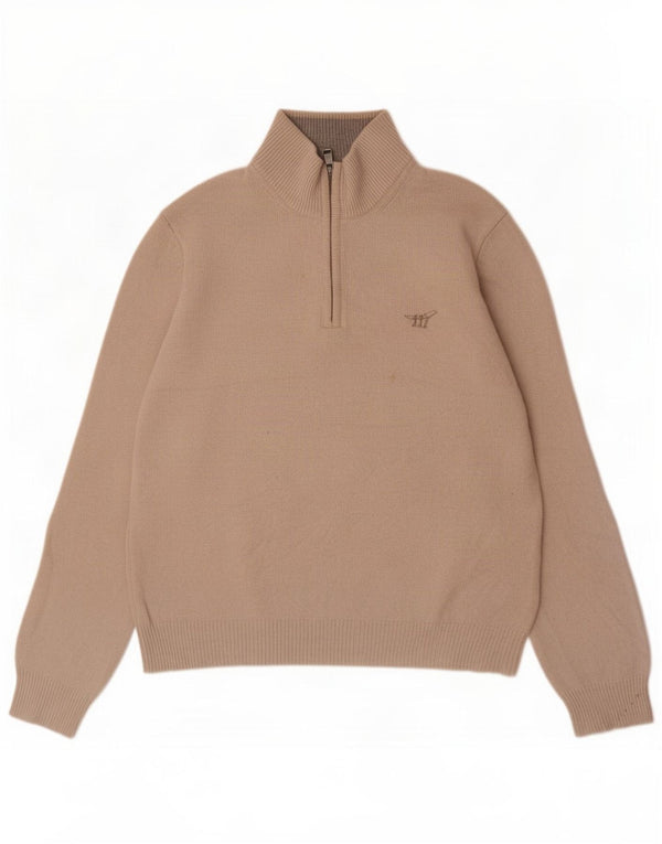 Henry Cottons Pull à col zippé pour homme en laine vierge beige