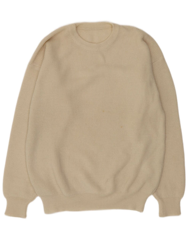 Vintage Mens Crew Neck Jumper Sweater XL Off White Acrylic