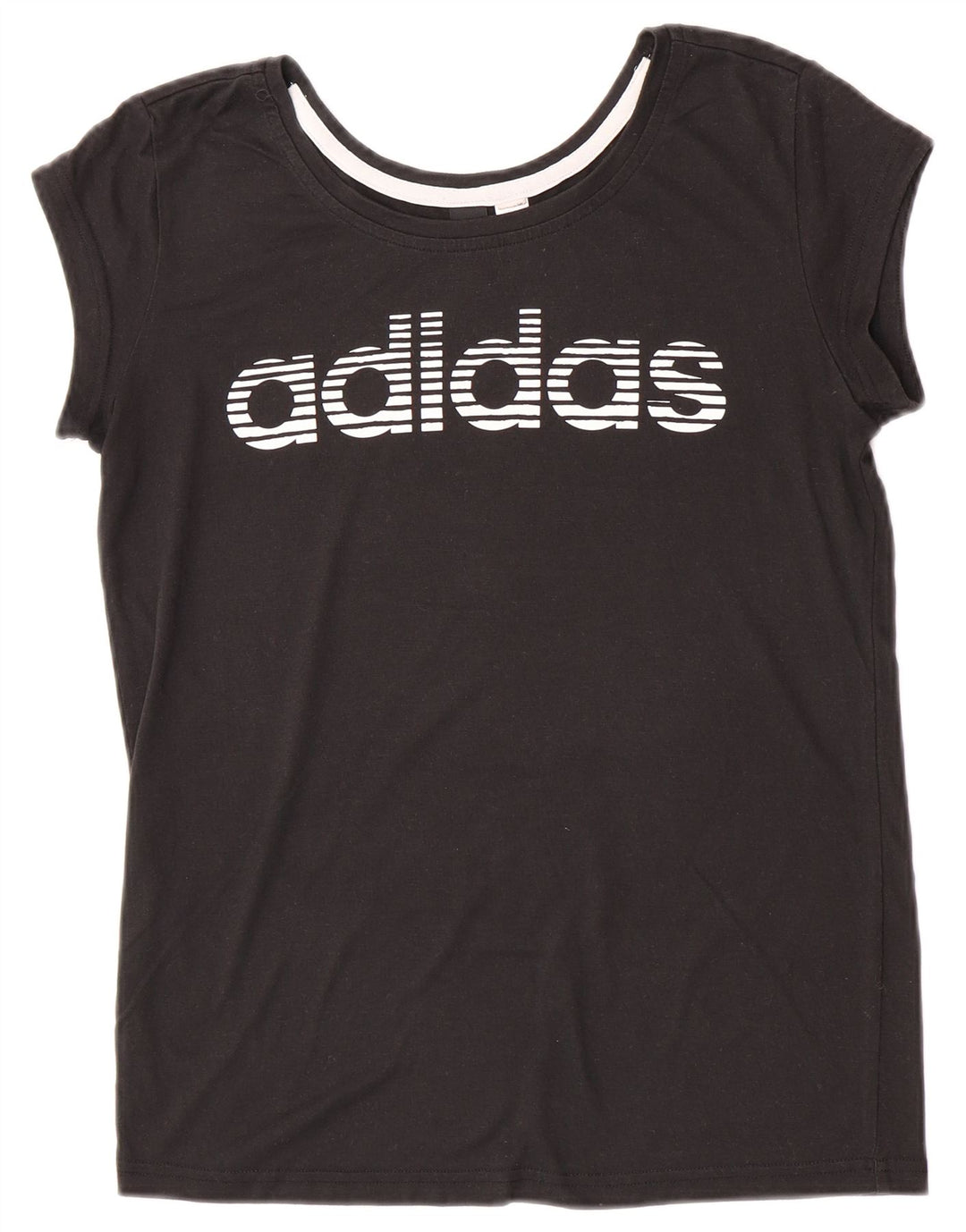 Adidas T-shirt graphique pour femme UK 12 Noir moyen