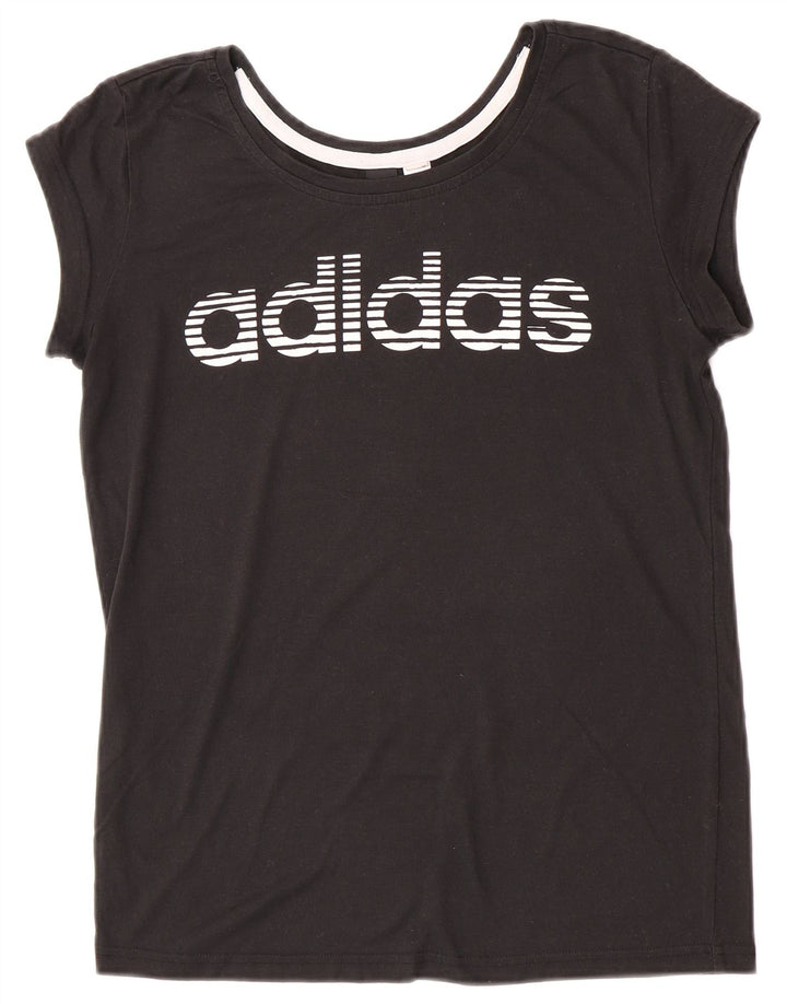 Adidas T-shirt graphique pour femme UK 12 Noir moyen