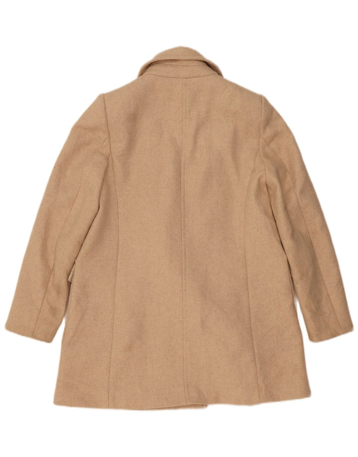 Zara Manteau croisé pour femme UK 10 Petite laine beige à chevrons