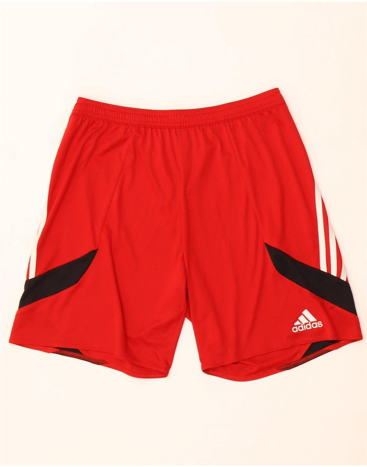 Adidas Short de Sport Climalite Homme Rouge Moyen Polyester Colorblock