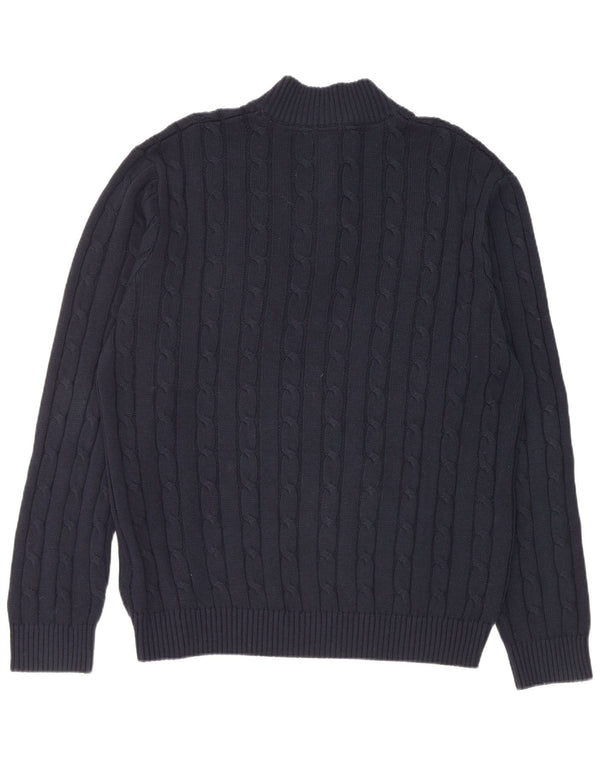 Crew Clothing Pull à col zippé pour homme 2XL en coton bleu marine