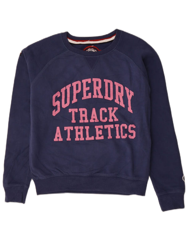 Superdry Sweat-shirt surdimensionné graphique pour femme UK 14 Bleu marine moyen