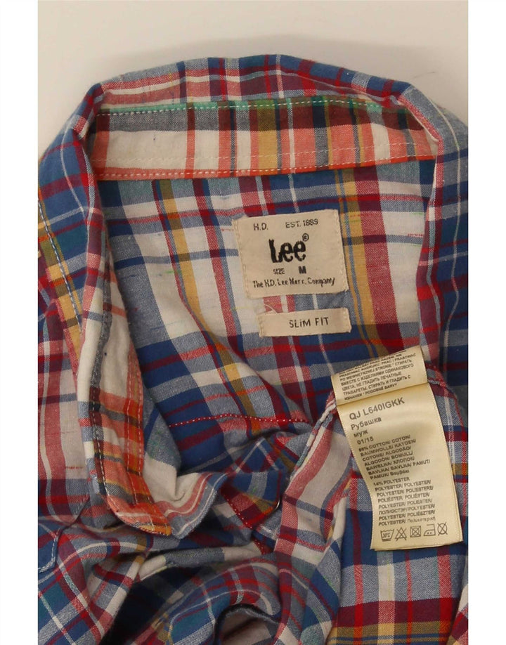 Lee Chemise Slim à Manches Courtes Homme en Coton à Carreaux Multicolore Moyen