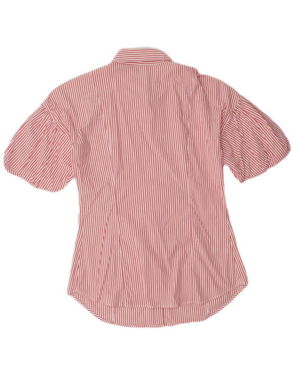 Benetton Chemise à manches courtes pour femme UK 44 Rayé rouge moyen