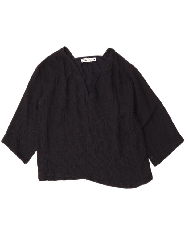 Zara Chemisier surdimensionné à manches 3/4 pour femme UK 6 XS Bleu marine Viscose