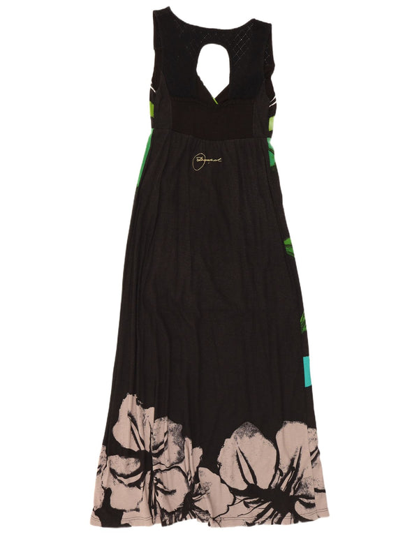 Desigual Robe longue graphique sans manches pour femme UK 8 Petit Noir Floral