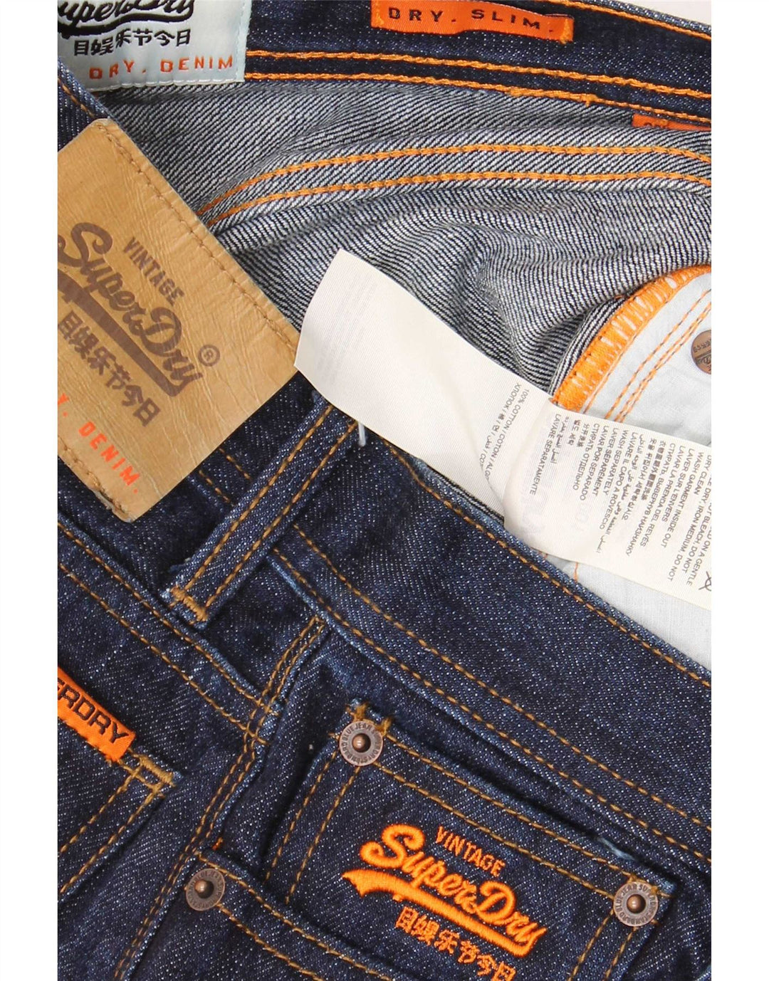 Superdry Jean Slim Femme W28 L30 Bleu Marine Coton