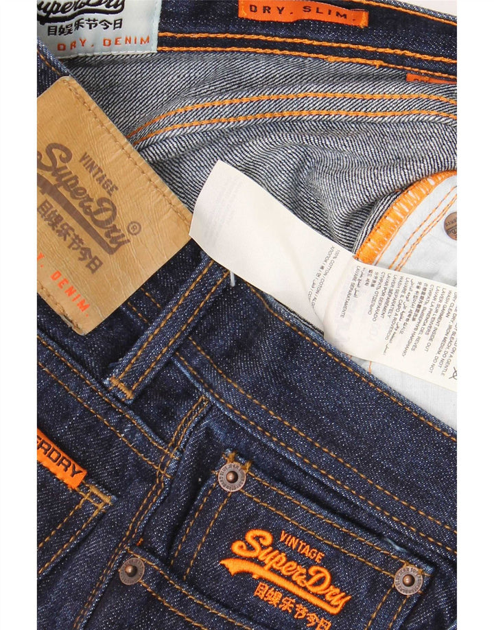 Superdry Jean Slim Femme W28 L30 Bleu Marine Coton