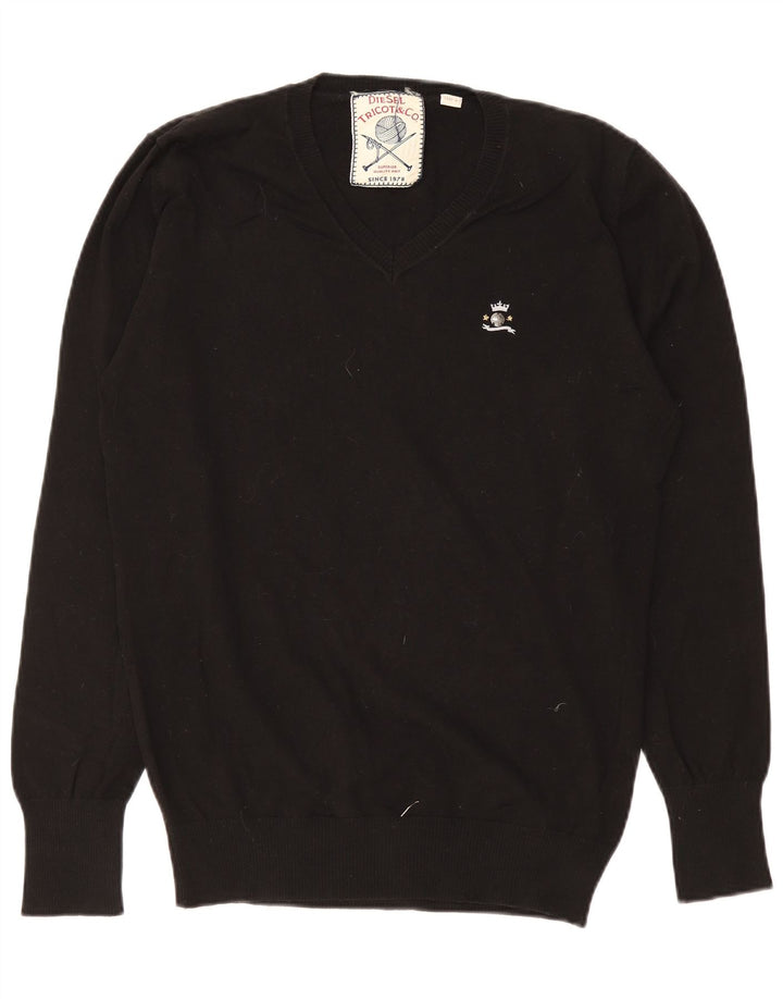 Diesel Pull col V pour homme en coton noir Large