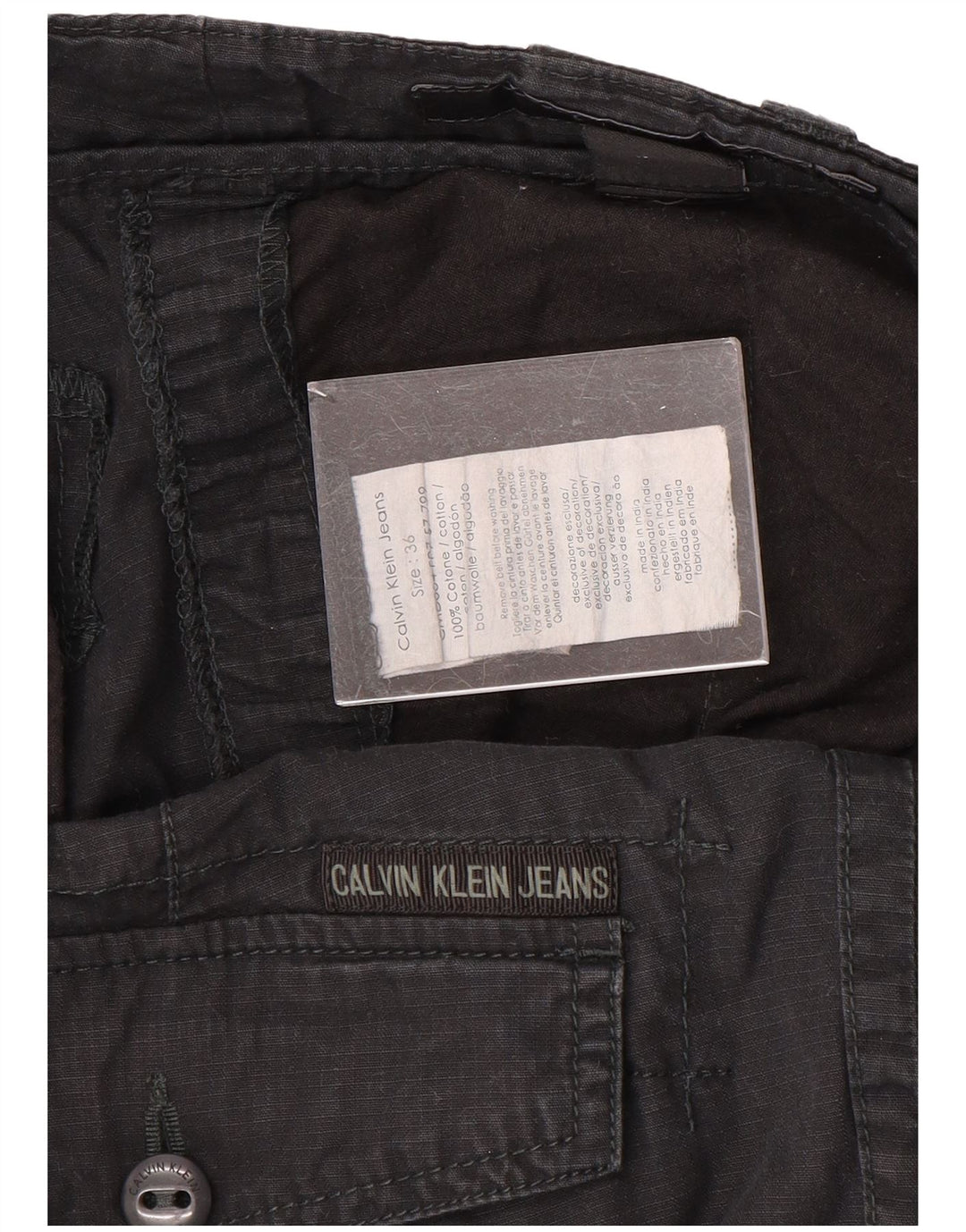 CALVIN KLEIN Short Cargo Homme W36 Large Noir Coton