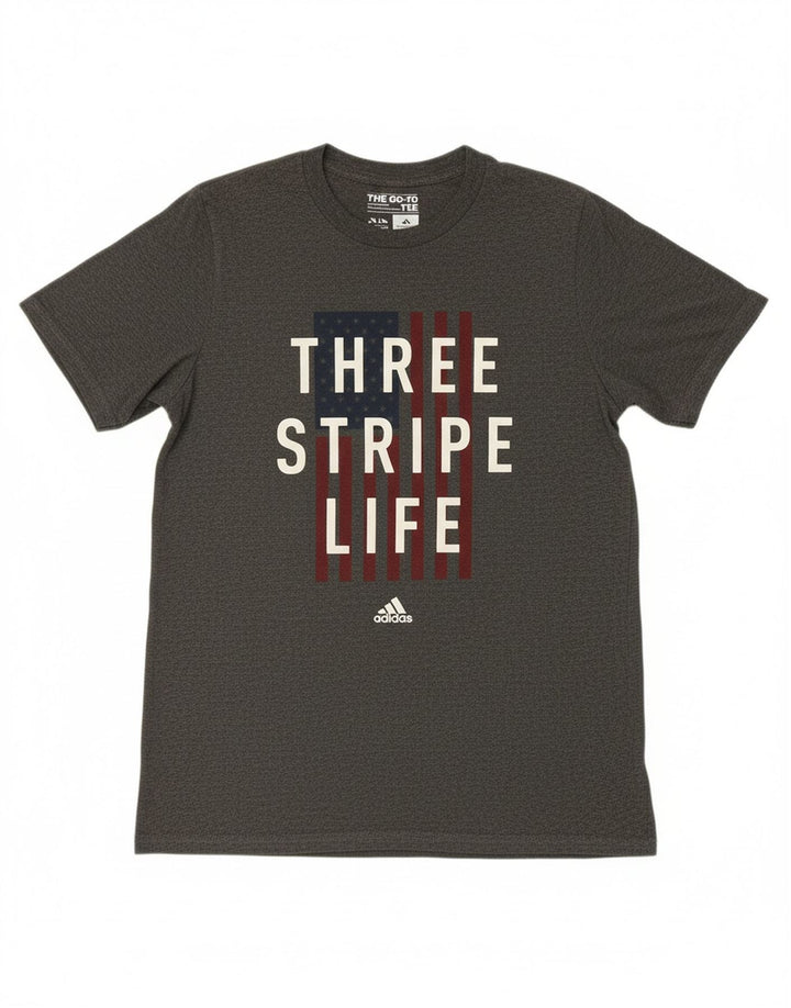 ADIDAS Mens Graphic T-Shirt Top Small Grey Cotton