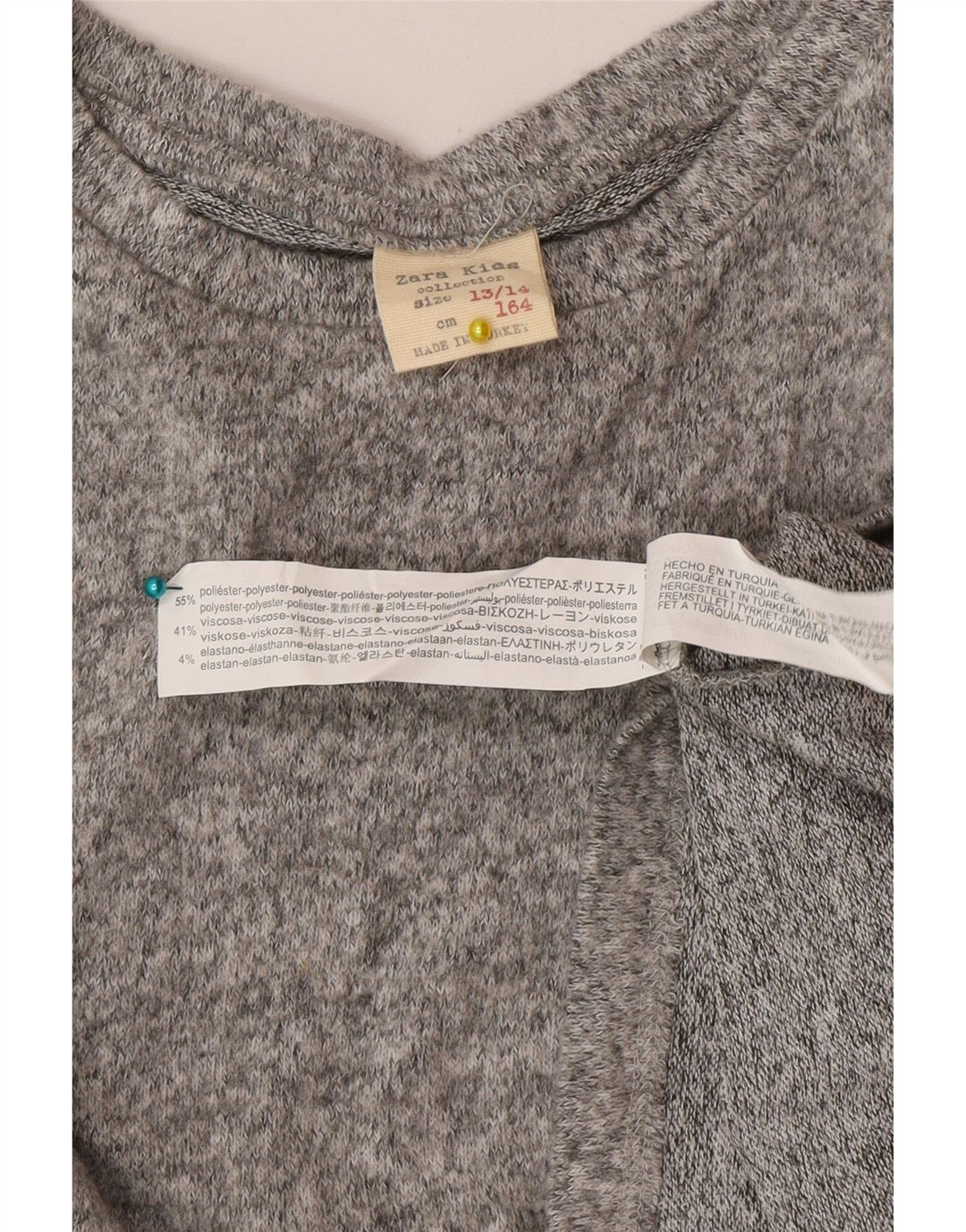 Zara Haut Fille Manches Longues 13-14 ans Gris Moucheté Polyester
