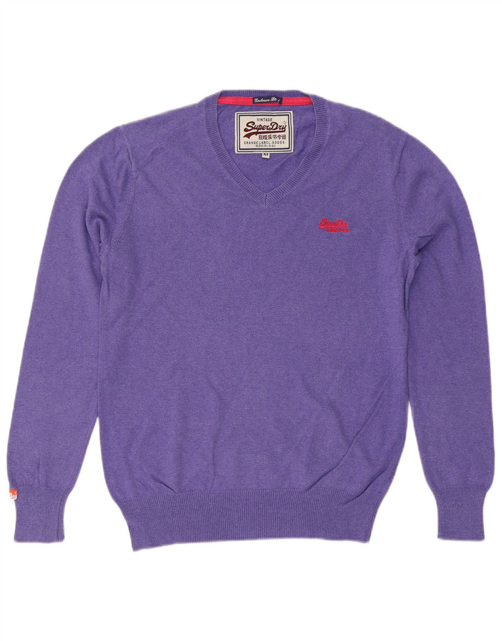 SUPERDRY Pull col en V pour femme UK 14 Violet moyen Coton