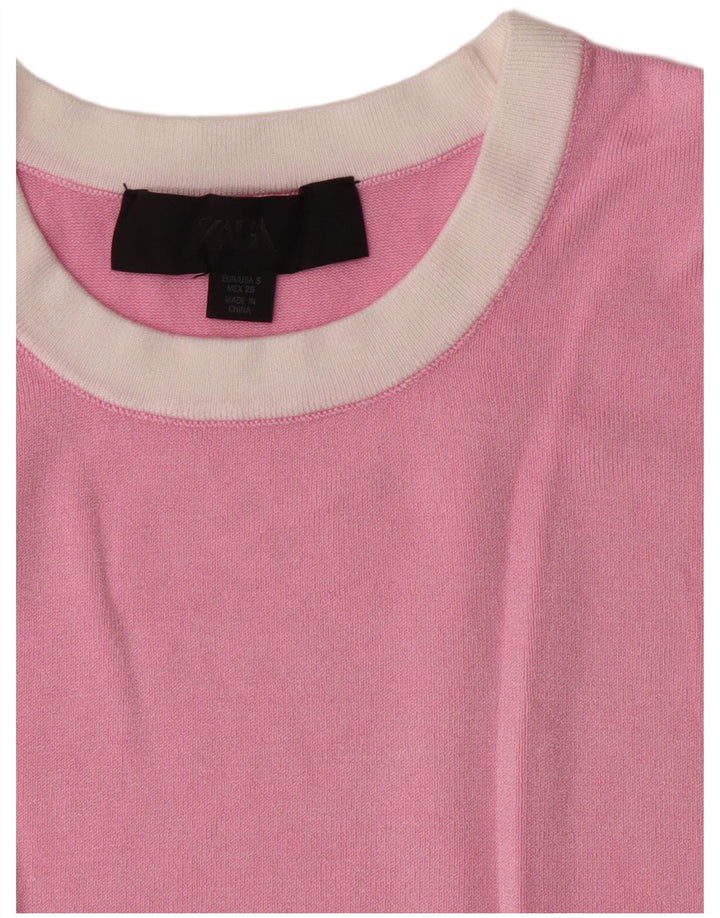 Zara Womens Crop Vest Débardeur UK 10 Petit Rose