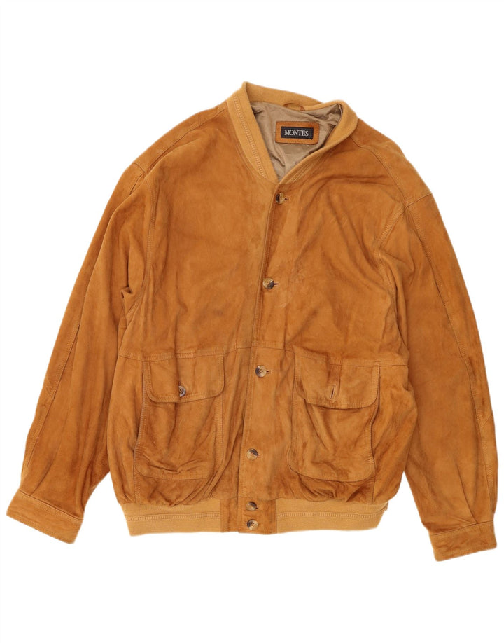 Montes Veste en cuir bomber pour homme UK 42 XL Cuir marron