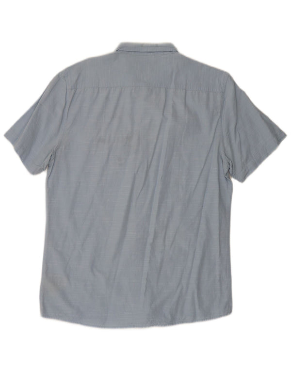 Lee Chemise Slim à Manches Courtes pour Hommes en Coton Bleu Large