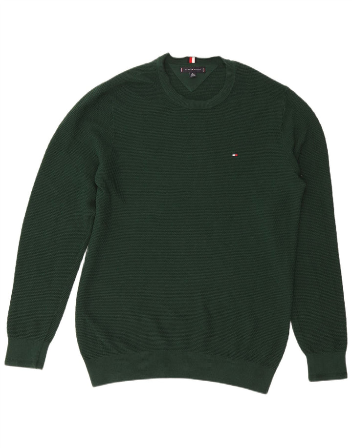 TOMMY HILFIGER Pull col rond homme XL vert coton