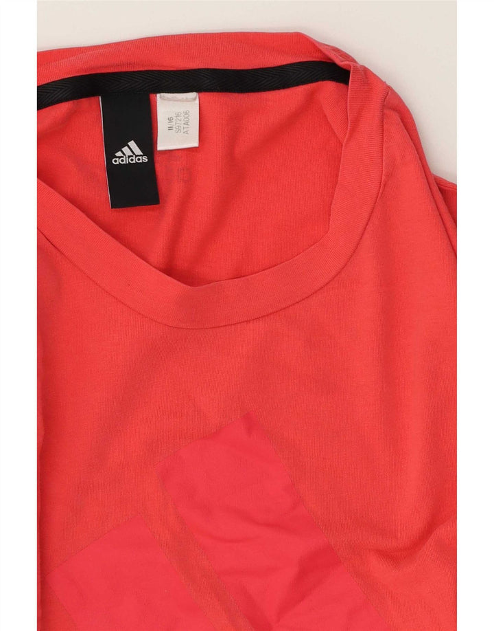 Adidas T-shirt graphique pour femme UK 14 Rouge moyen