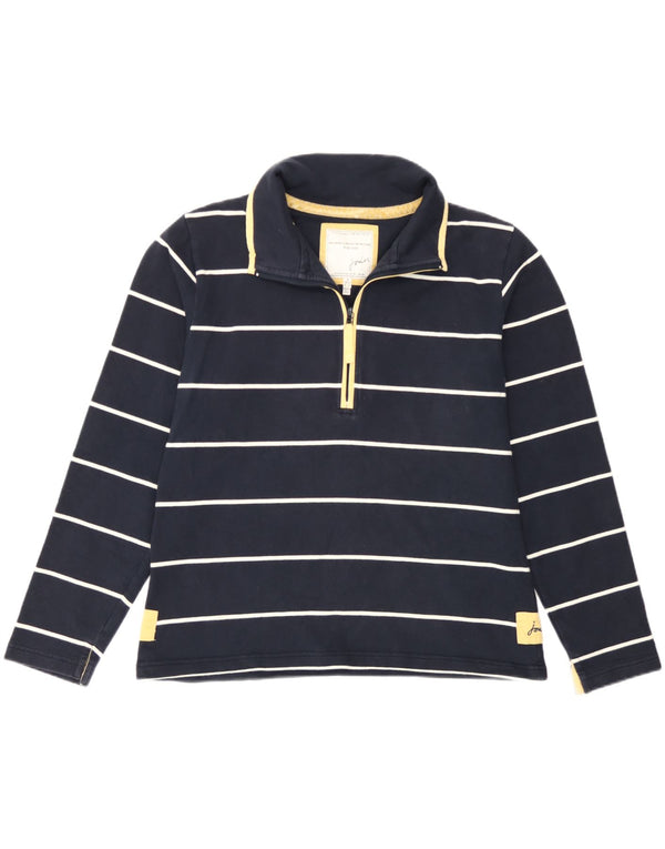 Joules Womens Zip Neck Sweatshirt Jumper UK 16 Large Bleu Marine Rayé