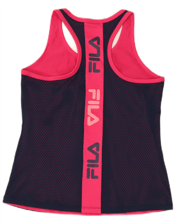 Fila Débardeur graphique pour femme UK 12 Bleu marine moyen Polyester colour block