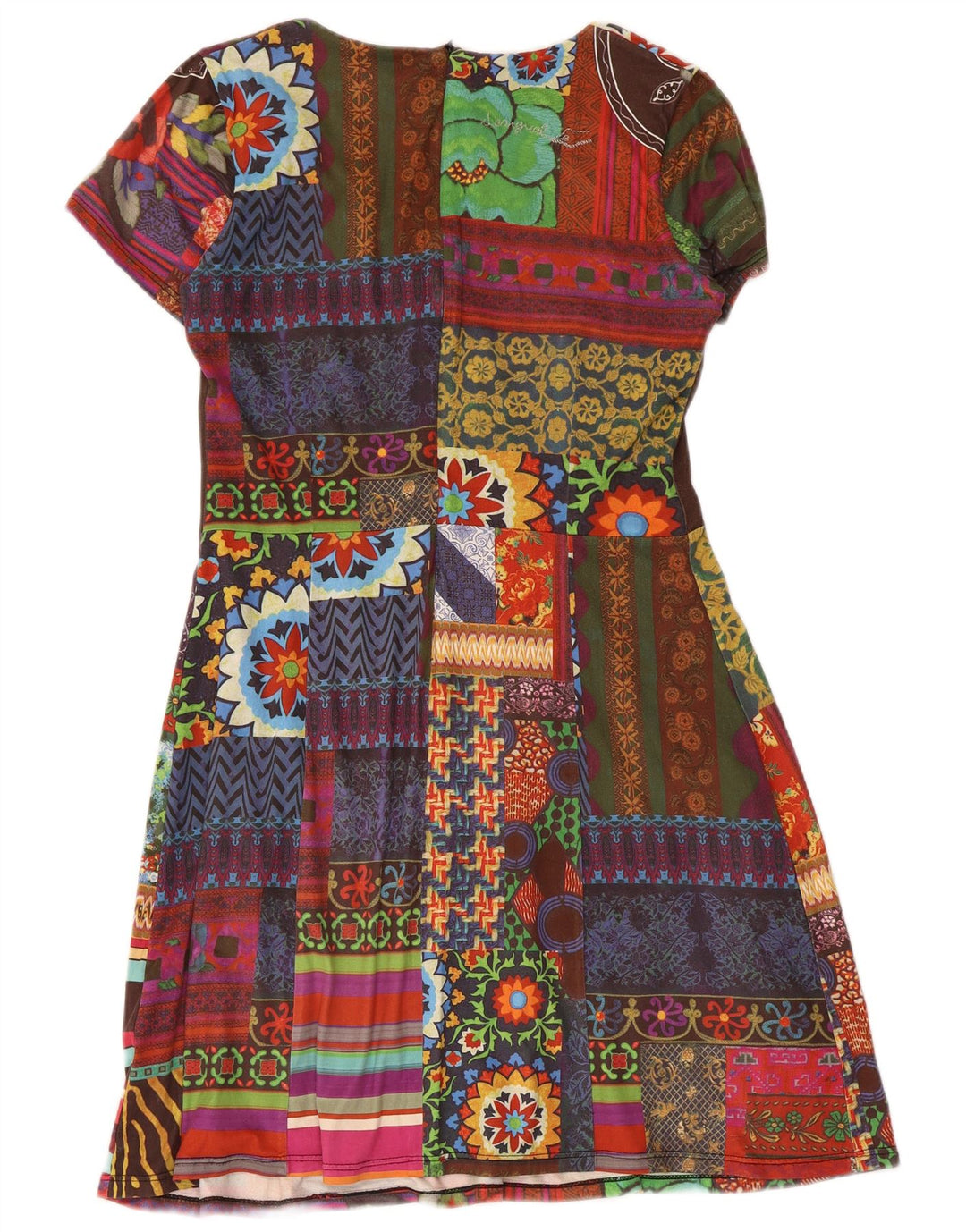 Desigual Robe trapèze graphique pour femme UK 44 Grand patchwork multicolore