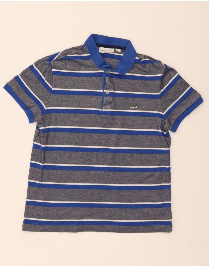 Lacoste Polo coupe classique pour homme taille 4 en coton rayé bleu moyen