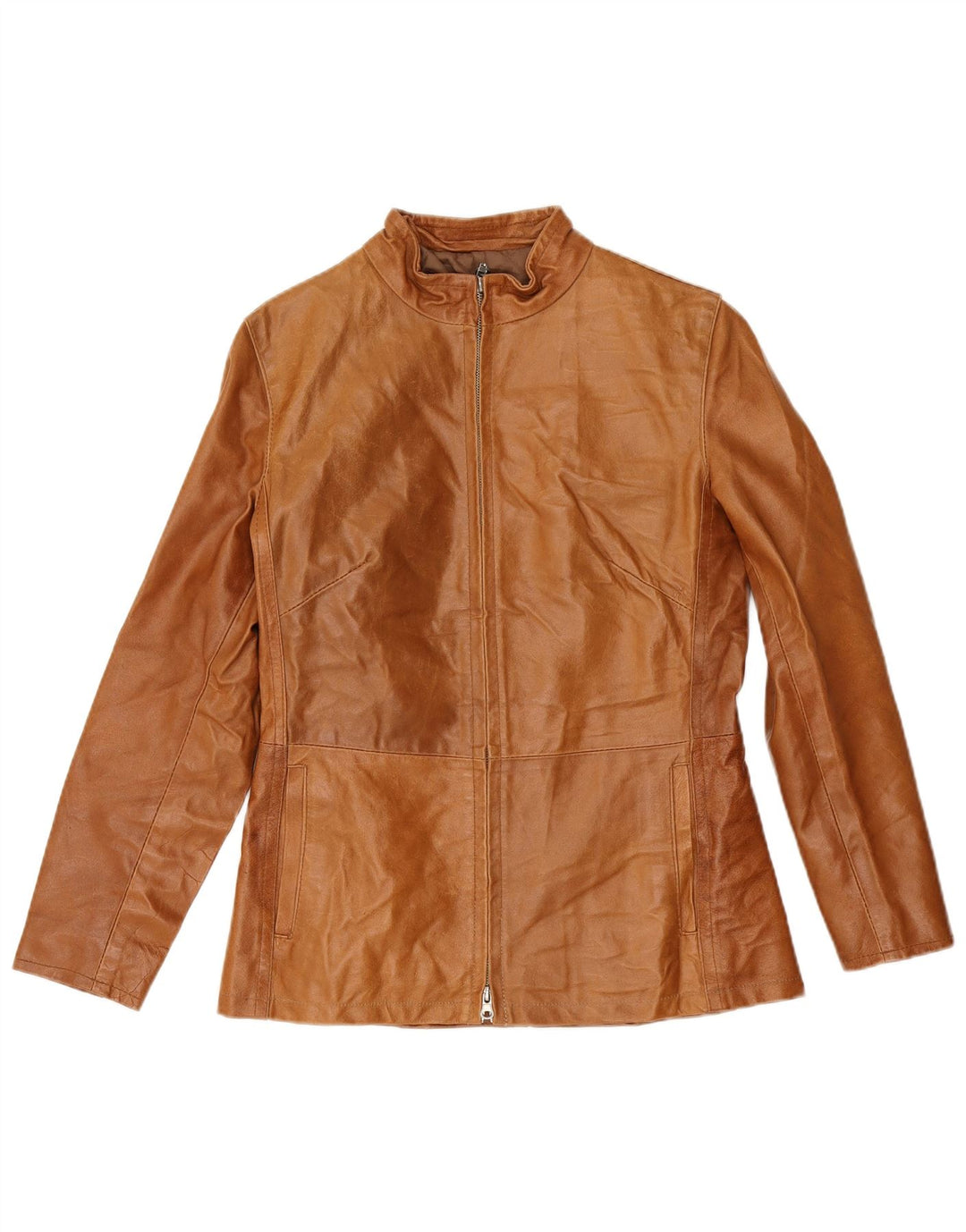 Bayside Veste en cuir pour femme UK 10 Petit cuir marron