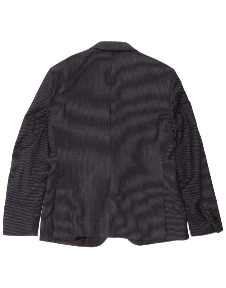 Reiss Veste blazer à 2 boutons pour homme UK 40 Grande laine à fines rayures bleu marine