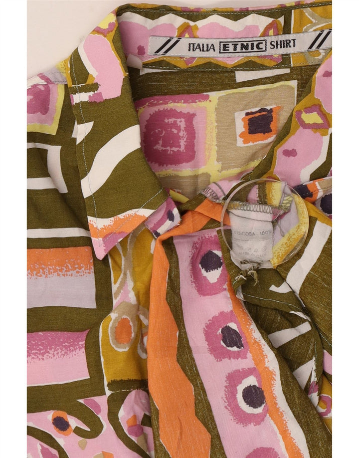 Chemise à manches courtes homme vintage grand patchwork multicolore viscose