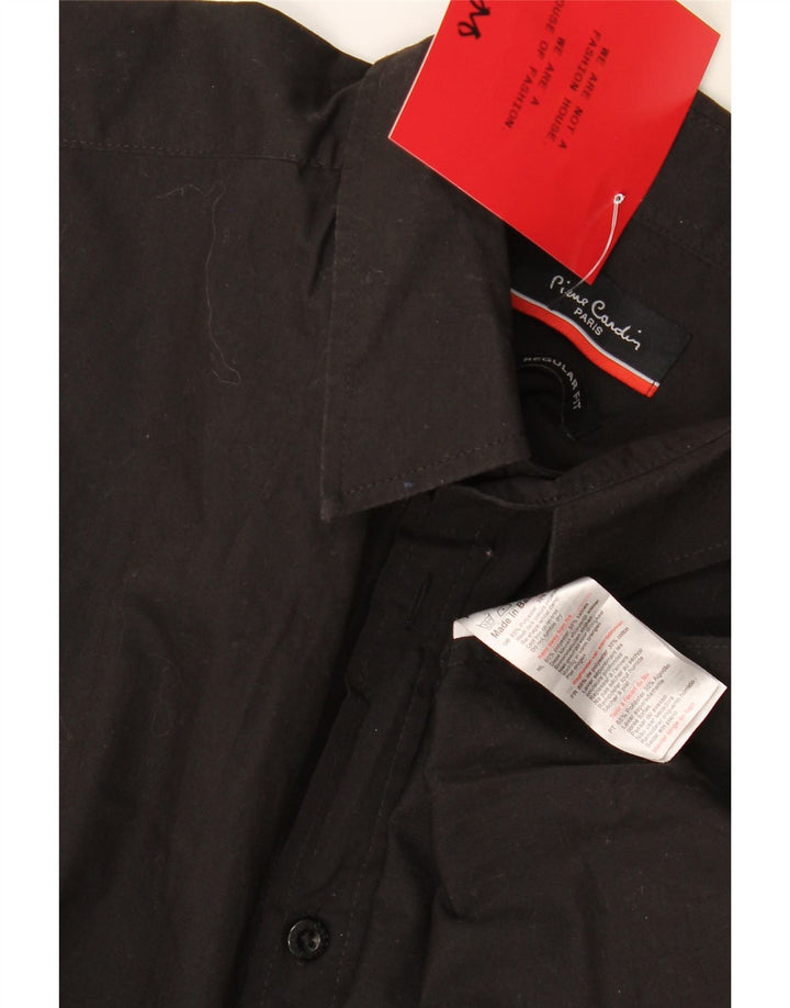 Pierre Cardin Chemise à manches courtes pour hommes, coupe régulière, grand noir, polyester