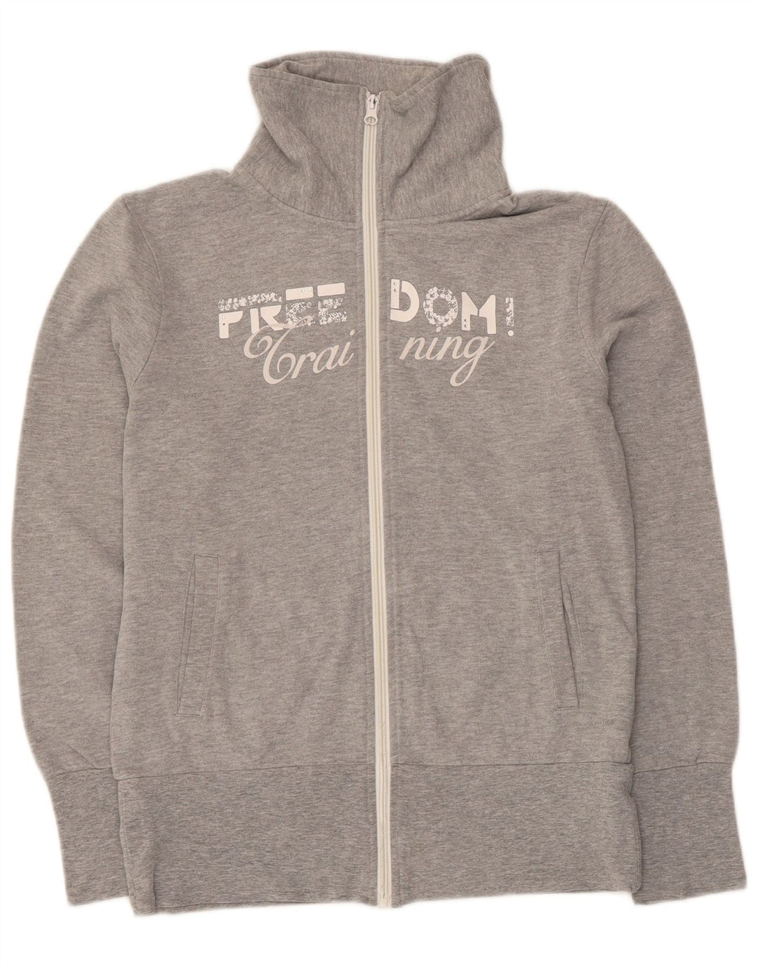 Brugi Veste de survêtement graphique pour femme UK 14 Gris moyen en coton moucheté
