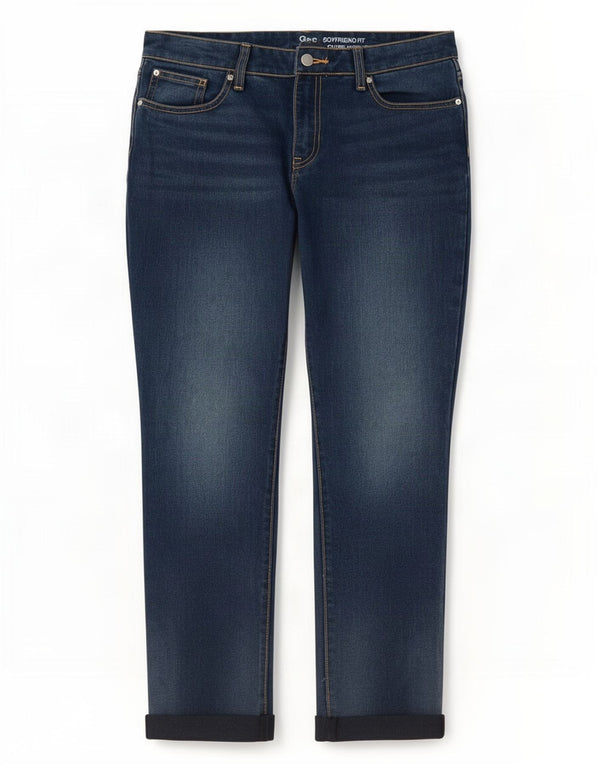 Gap Jean fuselé coupe Boyfriend pour femme UK 10 Small W30 L27 Bleu Coton