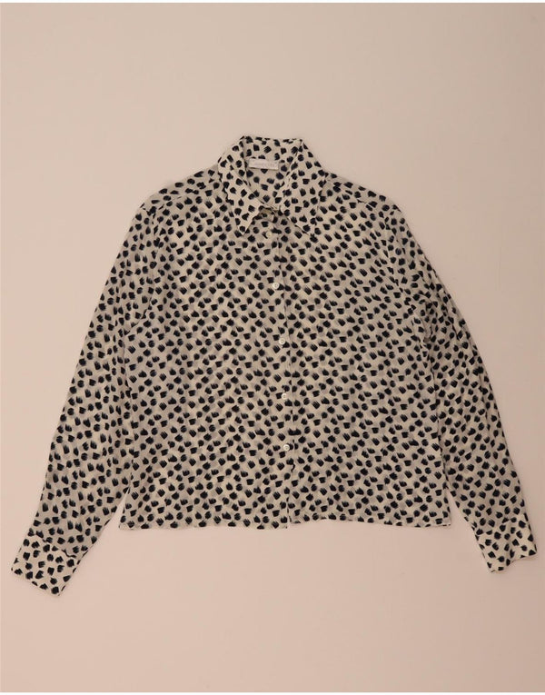 Chemisier chemise femme vintage IT 46 grand acétate blanc imprimé animal