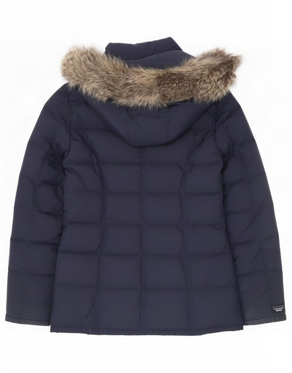 Tommy Hilfiger Veste matelassée à capuche pour femme UK 10 Small Bleu marine Polyester