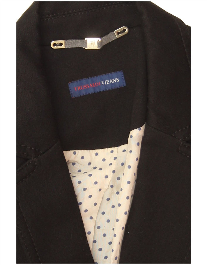 Trussardi Jeans Veste Blazer 2 Boutons Femme UK 14 Noir Moyen