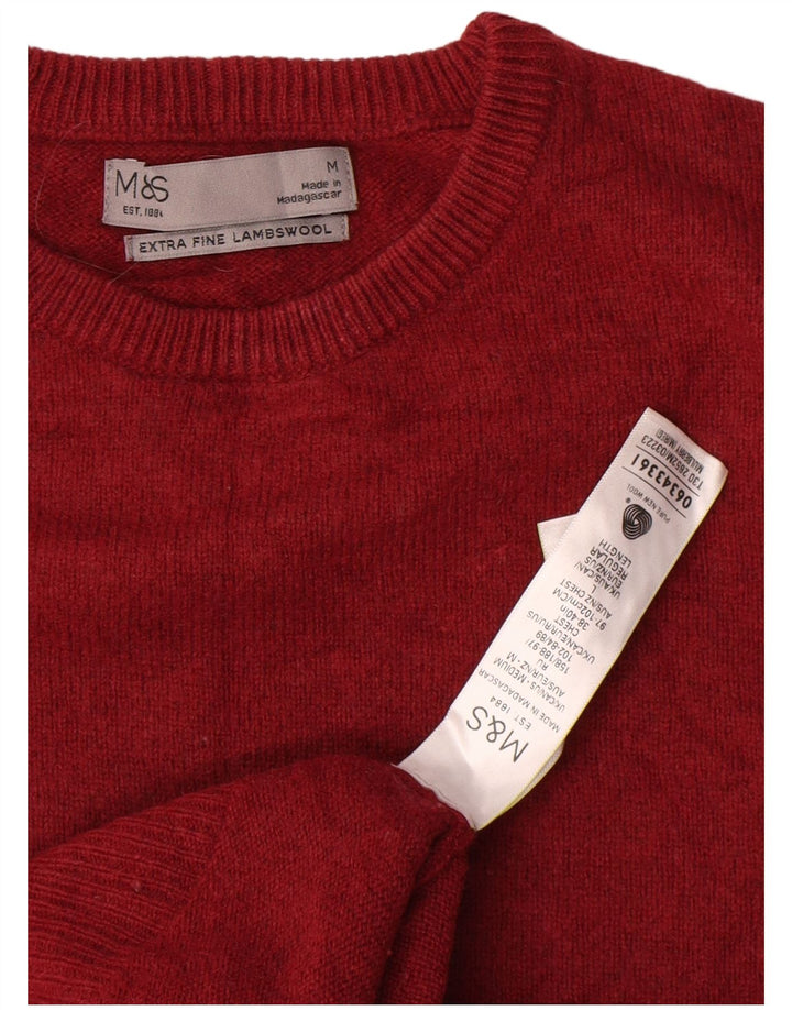 Marks & Spencer Pull col rond homme en laine rouge moyen