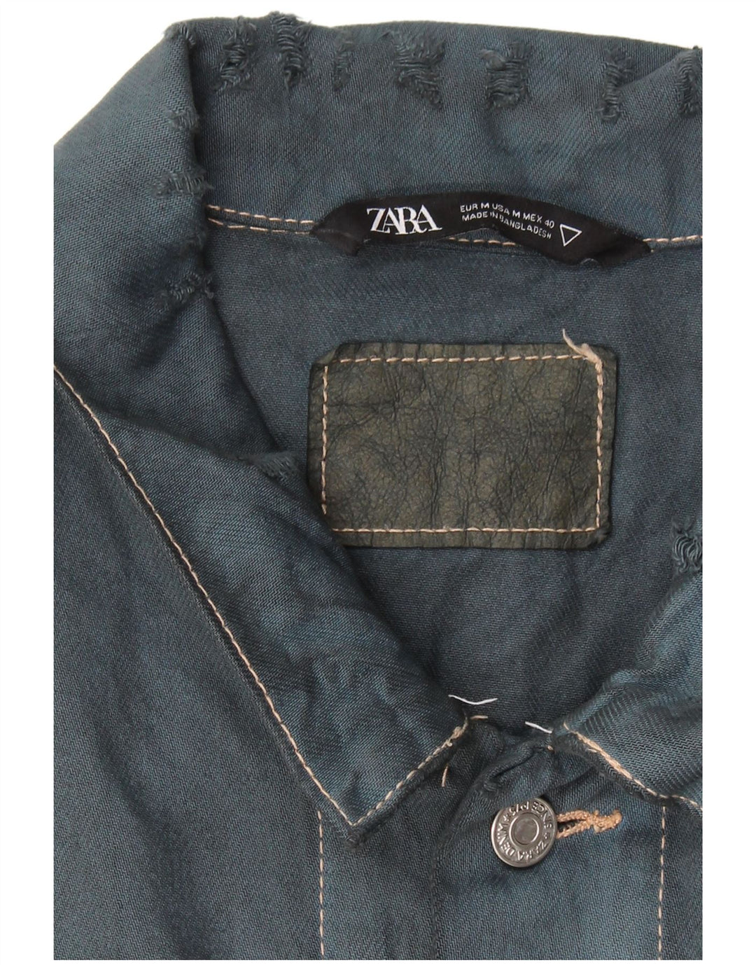 ZARA Veste en jean pour homme UK 38 Bleu marine moyen Coton