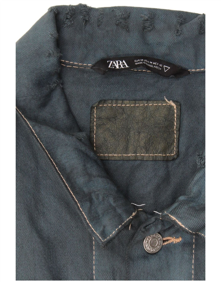 ZARA Veste en jean pour homme UK 38 Bleu marine moyen Coton