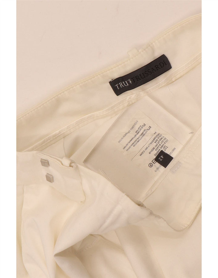TRUSSARDI Pantalon Chino Droit Femme IT 42 Medium W28 L28 Coton Blanc