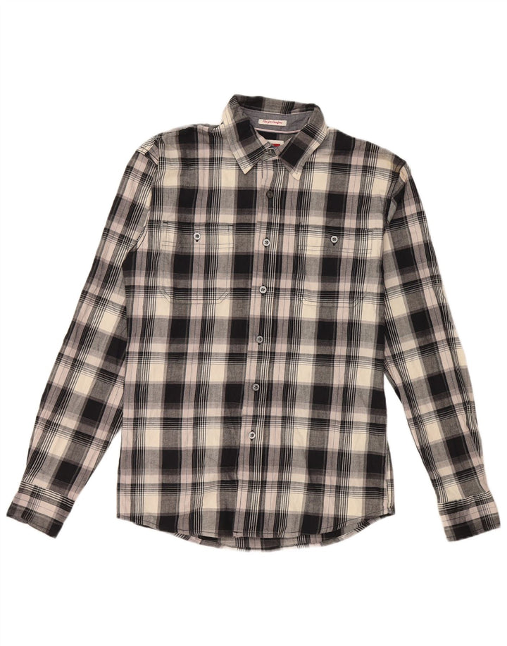 Wrangler Chemise en flanelle à carreaux pour homme, coupe régulière, petit coton noir à carreaux